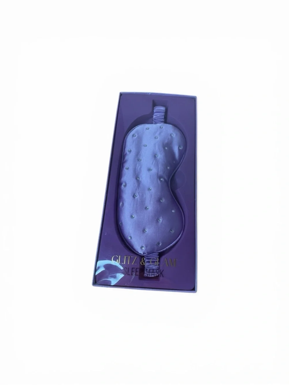 NEW Glitz & Glam Luxury Satin Sleep Mask with Rhinestones – Lavender Purple